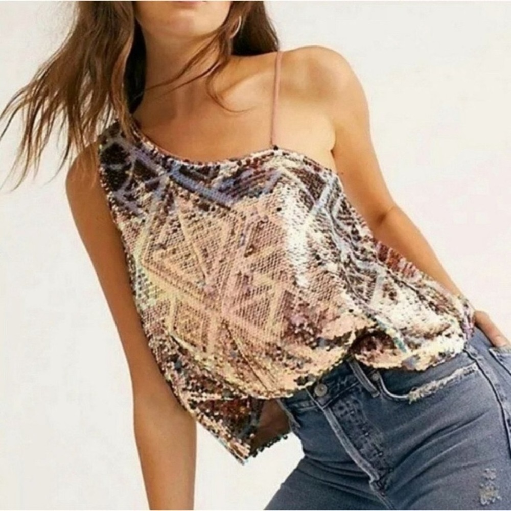 Free People Disco Fever One Shoulder Size Small